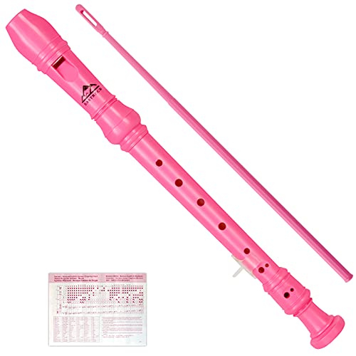 Eastrock Blockflöteninstrument Deutscher Stil Sopran Blockflöte Rosa 3 Stück für Anfänger mit Reinigungsstab, Grifftabelle, Packtasche, Daumenauflage von EASTROCK