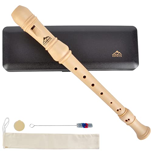 Eastrock Blockflöte Instrument für Kinder Erwachsene Anfänger Ahornholz C Schlüssel Sopran Deutscher Stil 3-teilig mit Hartschalenkoffer, Gelenkfett und Reinigungsset von EASTROCK