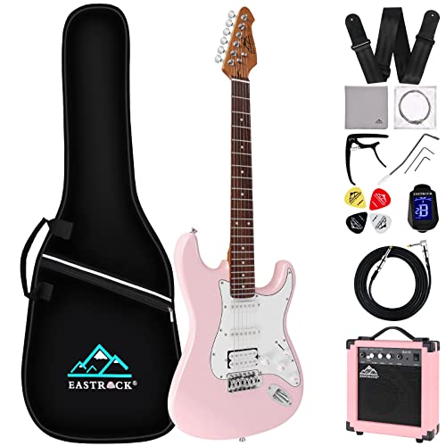 Eastrock E Gitarre Set E Guitar 39 Zoll Elektrogitarre mit Verstärker 10 Watt,Gitarre Tasche, Plektrum, Gurt, Stimmgerät, Instrumentenkabel, Ersatzsaiten,E Gitarren Set in Rosa Eastrock E Gitarre Set E Guitar 39 Zoll Elektrogitarre mit Verstärker 10 Watt,Gitarre Tasche, Plektrum, Gurt, Stimmgerät, Instrumentenkabel, Ersatzsaiten,E Gitarren Set in Rosa von EASTROCK