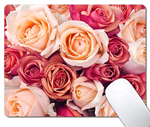 Blooming Roses Mauspad, schöne Blumen Mousepad für Design, rutschfeste Gummiunterseite, drahtlose Mauspads für Laptop von EASTSMOOTH