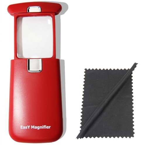 EasY Magnifier Leselupe 3X Mit Hellem LED Licht; Taschen Lupe Mit Geschützter Acryl Linse; Beleuchtetes Vergrösserungsglas Zum Lesen Kleiner Texte; Handlupe - Geschenk Als Sehhilfe Lesehilfe von EASY MAGNIFIER