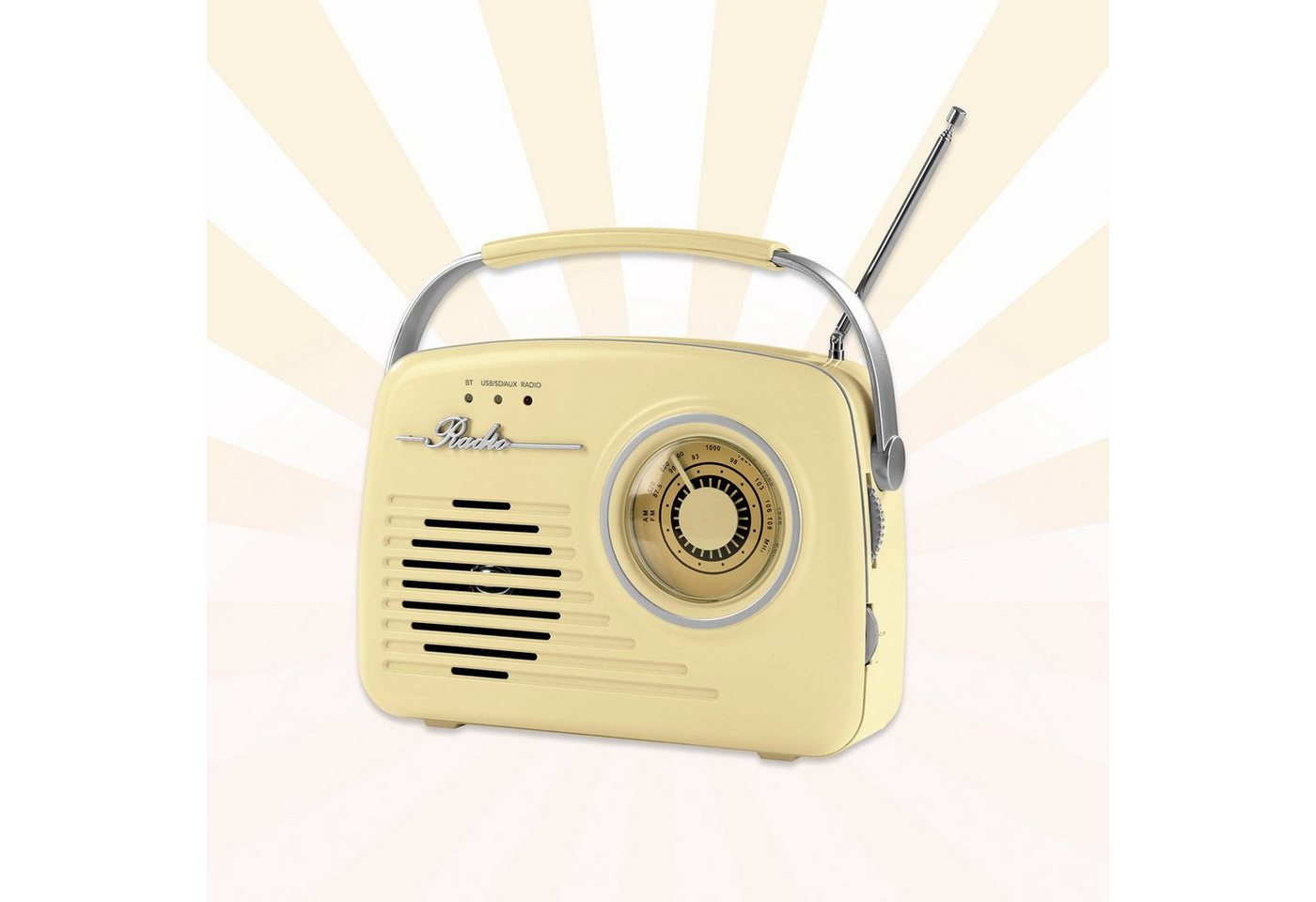 EASYmaxx 50er Jahre Retro-Radio (Retro in Vanille) von EASYmaxx