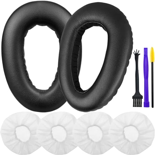 EATBALE Protein Leder Ersatz Ohrpolster für Sennheiser PXC 550, PXC 550-II, MB 660 UC, MB 660 MC, Kopfhörer Ohrpolster, Headset Ohrpolster Ersatzteile mit Geräuschisolierung, Memory-Schaum (schwarz) von EATBALE