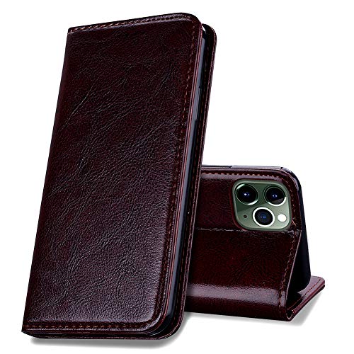 EATCYE Hülle für iPhone 11 Pro Max (6,5 Zoll), [Echtleder] Handyhülle [Extra Dünn] Brieftasche flip Lederhülle Schutzhülle [Versteckt Magnet] Premium Design Echt Leder Brieftasche - Dunkelbraun von EATCYE