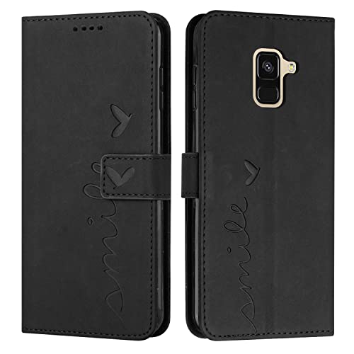 EATCYE Kompatibel mit Samsung Galaxy A6 2018 Hülle, Klapphülle Samsung Galaxy A6 2018 Premium PU Leder Brieftasche Schutzhülle [Kartenfach][Ständer], Handyhülle für Samsung Galaxy A6 2018 (#Schwarz) von EATCYE