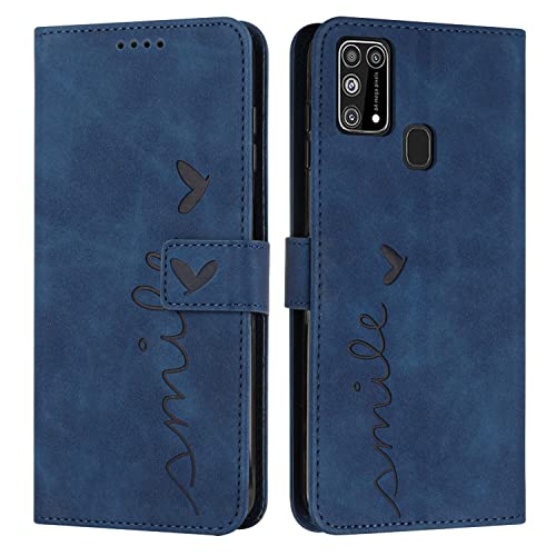 EATCYE Kompatibel mit Samsung Galaxy M31 Hülle, Klapphülle Samsung Galaxy M31 Premium PU Leder Brieftasche Schutzhülle [Kartenfach][Ständer], Handyhülle für Samsung Galaxy M31 (Blau) von EATCYE