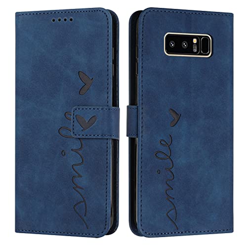 EATCYE Kompatibel mit Samsung Galaxy Note 8 Hülle, Klapphülle Samsung Galaxy Note 8 Premium PU Leder Brieftasche Schutzhülle [Kartenfach][Ständer], Handyhülle für Samsung Galaxy Note 8 (Blau) von EATCYE