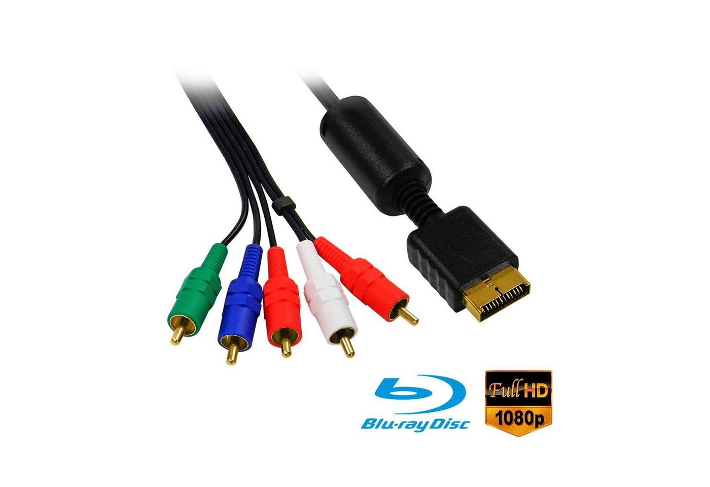 EAXUS HD Component YUV Kabel Geeignet für PS3 & PS2 Audio- & Video-Kabel, MultiOut, Component-Video, Audio, (150 cm), Komponentenkabel für PlayStation 3 & 2, Vergoldet von EAXUS