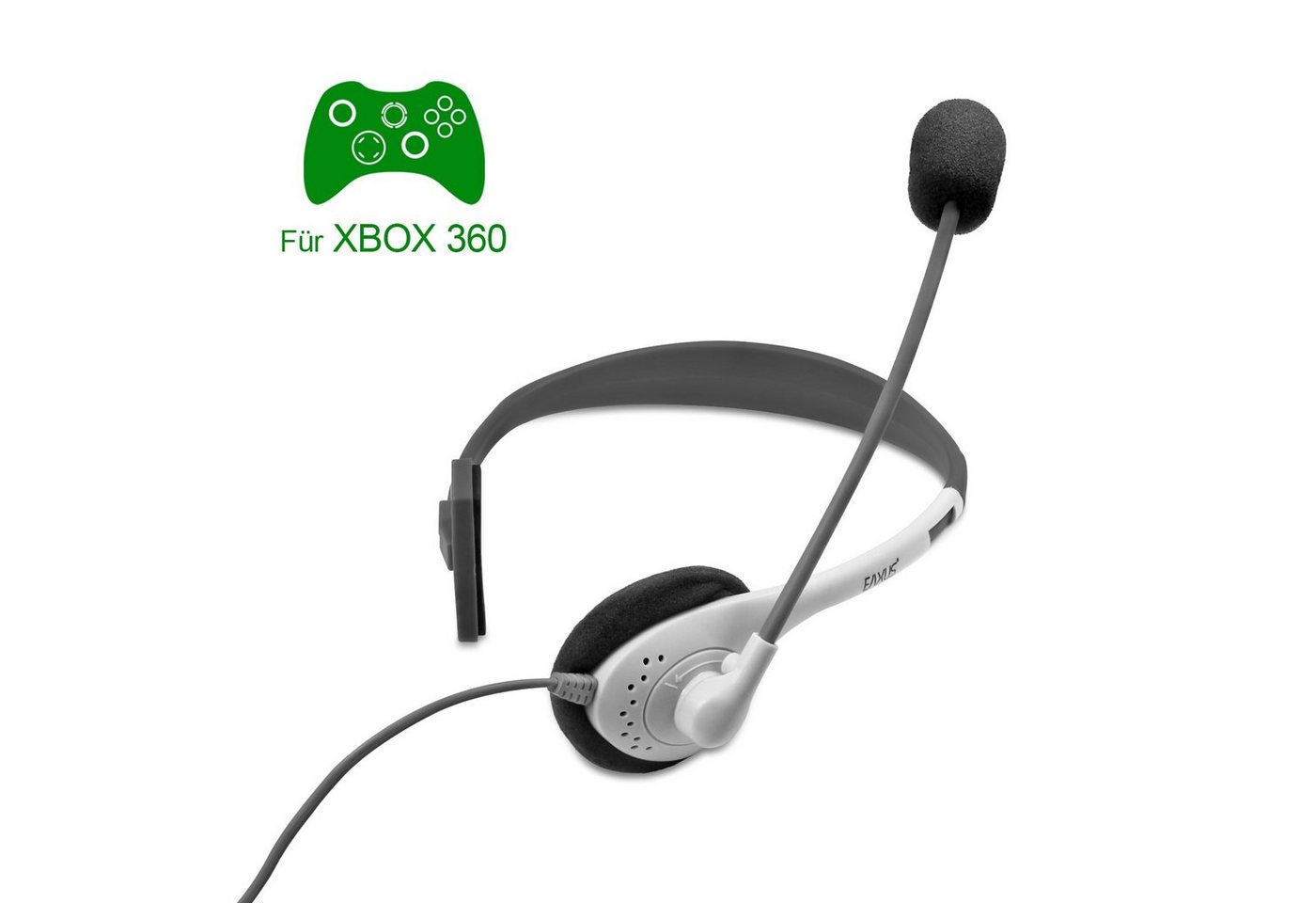 EAXUS Kopfhörer mit Mikrofon für Xbox 360 Gaming-Headset (10-fach verstellbar, Lautstärkenregler und Stumm-Schalter) von EAXUS