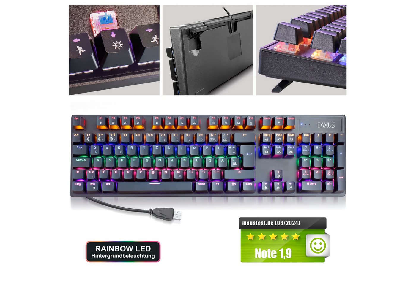 EAXUS Mechanische USB Tastatur Mychanics 94420 - Gaming & Office Gaming-Tastatur von EAXUS