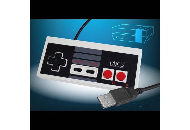 EAXUS USB Gamepad im Classic NES Design Controller (1 St., 1,8 Meter Kabellänge, für PC, Raspberry Pi & Co) von EAXUS