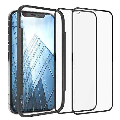 EAZY CASE 2X Displayschutzfolie aus Glas mit Rand kompatibel mit iPhone 12/12 Pro, Full-Screen Displayschutz mit Installationshilfe, Schutzglas 5D, 9H, Anti-Kratzer, Selbstklebende Glasfolie von EAZY CASE