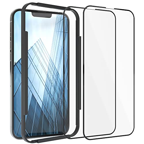 EAZY CASE 2X Displayschutzfolie aus Glas mit Rand kompatibel mit iPhone 13 Pro Max / 14 Plus, Full-Screen Schutz mit Installationshilfe, Schutzglas 5D, 9H, Anti-Kratzer, Selbstklebende Glasfolie von EAZY CASE