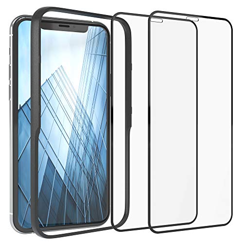 EAZY CASE 2X Displayschutzfolie aus Glas mit Rand kompatibel mit iPhone X/XS / 11 Pro, Full-Screen Displayschutz mit Installationshilfe, Schutzglas 5D, 9H, Anti-Kratzer, Selbstklebende Glasfolie von EAZY CASE