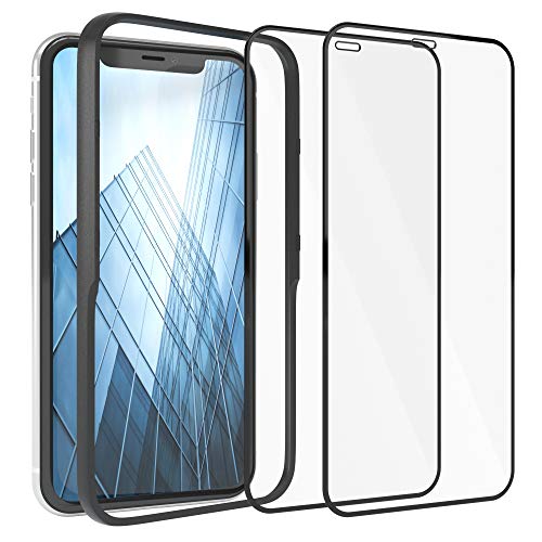 EAZY CASE 2X Displayschutzfolie aus Glas mit Rand kompatibel mit iPhone XR / 11, Full-Screen Displayschutz mit Installationshilfe, Schutzglas 5D, 9H, Anti-Kratzer, Selbstklebende Glasfolie von EAZY CASE