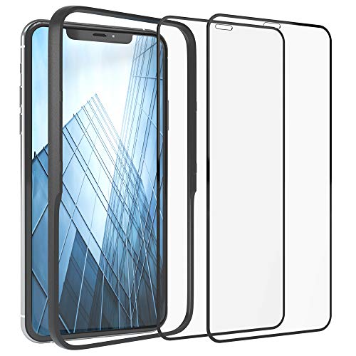 EAZY CASE 2X Displayschutzfolie aus Glas mit Rand kompatibel mit iPhone XS Max / 11 Pro Max, Full-Screen Displayschutz mit Installationshilfe, Schutzglas 5D, 9H, Anti-Kratzer, Selbstklebende Glasfolie von EAZY CASE