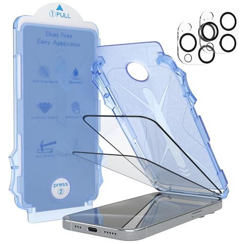 EAZY CASE - 2x Display Schutzglas kompatibel mit iPhone 15 Pro inkl. 2x Kameraschutz für iPhone 15 Pro Displayschutz Ultra Klar Schutz Glas Folie mit Installationshilfe Blasenfrei Transparent von EAZY CASE