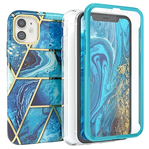 EAZY CASE 360 Grad Hülle kompatibel mit iPhone 11 mit Kameraschutz, Premium Full Cover, Case mit Displayschutz, Schutzhülle, Slimcover, Handyhülle, Komplett-Schutz Cover, Blau von EAZY CASE