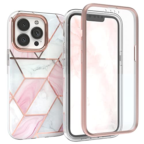 EAZY CASE 360 Grad Hülle kompatibel mit iPhone 13 Pro mit Kameraschutz, Premium Full Cover, Case mit Displayschutz, Schutzhülle, Slimcover, Handyhülle, Komplett-Schutz Cover, Rosé, Rosa von EAZY CASE