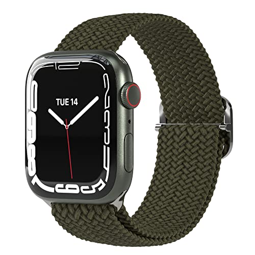 EAZY CASE Armband kompatibel mit Apple Watch 41mm 40mm 38mm verstellbares Ersatzarmband aus Stoff, Solo Loop kompatibel mit Apple Watch Serie 9 8 7 6 5 4 3 2 1 SE für Damen und Herren Grün von EAZY CASE