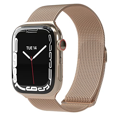 EAZY CASE Armband kompatibel mit Apple Watch 49mm 45mm 44mm 42 mm verstellbares Mesh Ersatzarmband aus Metall für Apple Watch Serie 9 8 7 6 5 4 3 2 1 SE Ultra für Damen und Herren, Rosé-Gold von EAZY CASE