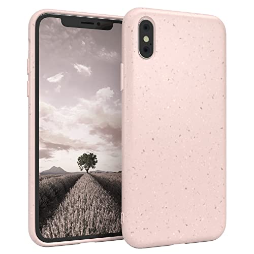 EAZY CASE Bio Handyhülle kompatibel mit iPhone X/XS, nachhaltiges Bio Case, Schutzhülle biologisch abbaubar, TPU Slimcover Hülle mit Kameraschutz, aus Pflanzenfasern, Pink von EAZY CASE