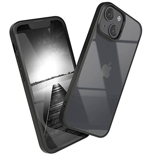 EAZY CASE Clear Hybrid Bumper Hülle kompatibel mit iPhone 13 Mini, Handyhülle mit Ultra Aufprallschutz, Stoßfest und Kratzfest, dünne Schutzhülle mit Kameraschutz, Slim Cover Handy Case, Schwarz von EAZY CASE