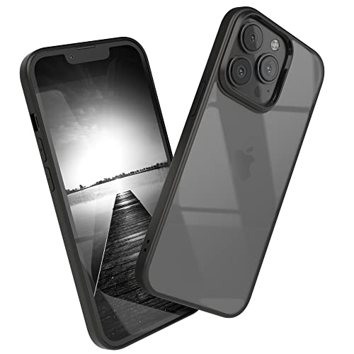 EAZY CASE Clear Hybrid Bumper Hülle kompatibel mit iPhone 13 Pro, Handyhülle mit Ultra Aufprallschutz, Stoßfest und Kratzfest, dünne Schutzhülle mit Kameraschutz, Slim Cover Handy Case, Schwarz von EAZY CASE