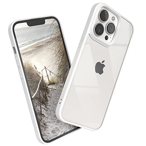 EAZY CASE Clear Hybrid Bumper Hülle kompatibel mit iPhone 13 Pro, Handyhülle mit Ultra Aufprallschutz, Stoßfest und Kratzfest, dünne Schutzhülle mit Kameraschutz, Slim Cover Handy Case, Weiß von EAZY CASE