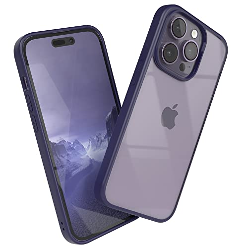 EAZY CASE Clear Hybrid Bumper Hülle kompatibel mit iPhone 14 Pro, Handyhülle mit Ultra Aufprallschutz, Stoßfest und Kratzfest, dünne Schutzhülle mit Kameraschutz, Cover Handy Case, Lila von EAZY CASE