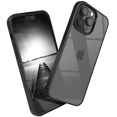 EAZY CASE Clear Hybrid Bumper Hülle kompatibel mit iPhone 14 Pro Max, Handyhülle mit Ultra Aufprallschutz, Stoßfest und Kratzfest, dünne Schutzhülle mit Kameraschutz, Cover Handy Case, Schwarz von EAZY CASE