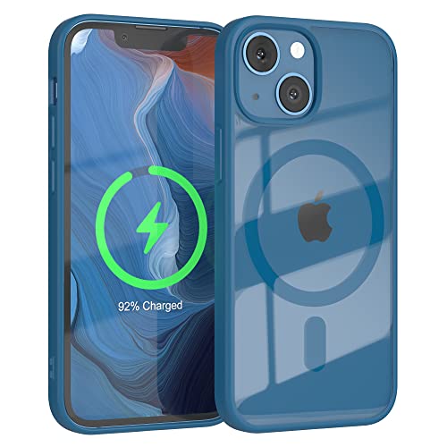 EAZY CASE Crystal TPU Hülle kompatibel mit iPhone 13 Mini kompatibel mit Qi-Charging, Silikon mit Kameraschutz, Slimcover, Handyhülle, Silikonhülle, Soft Case, Kratzschutz, Transparent/Dunkel Blau von EAZY CASE