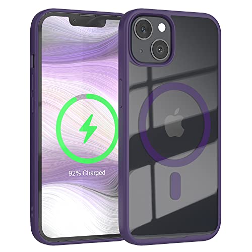 EAZY CASE Crystal TPU Hülle kompatibel mit iPhone 13 kompatibel mit Qi-Charging, Silikon mit Kameraschutz, Slimcover, Handyhülle, Silikonhülle, Cover, Durchsichtig, Transparent/Lila von EAZY CASE