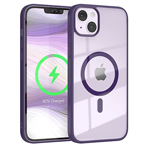 EAZY CASE Crystal TPU Hülle kompatibel mit iPhone 14 Plus kompatibel mit Qi-Charging, Silikon mit Kameraschutz, Slimcover, Handyhülle, Silikonhülle, Cover, Durchsichtig, Transparent/Lila von EAZY CASE