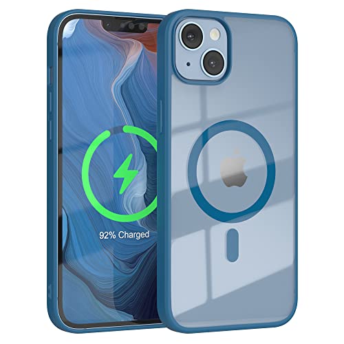 EAZY CASE Crystal TPU Hülle kompatibel mit iPhone 14 Plus kompatibel mit Qi-Charging, Silikon mit Kameraschutz, Slimcover, Handyhülle, Silikonhülle, Soft Case, Kratzschutz, Transparent/Dunkel Blau von EAZY CASE
