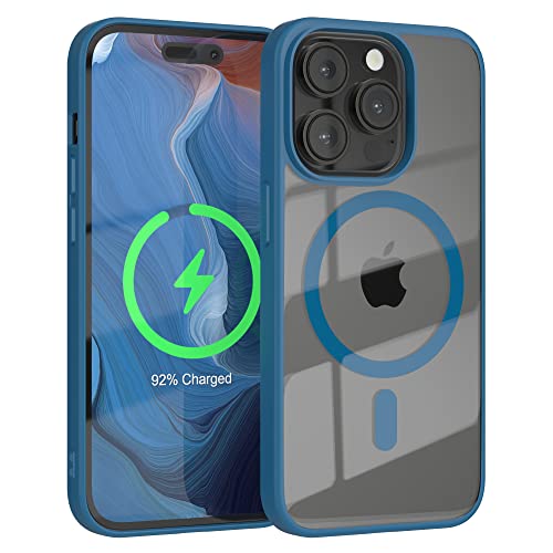 EAZY CASE Crystal TPU Hülle kompatibel mit iPhone 14 Pro kompatibel mit Qi-Charging, Silikon mit Kameraschutz, Slimcover, Handyhülle, Silikonhülle, Soft Case, Kratzschutz, Transparent/Dunkel Blau von EAZY CASE