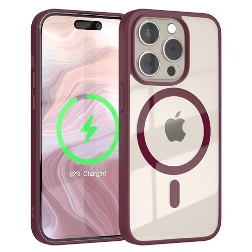 EAZY CASE Crystal TPU Hülle kompatibel mit iPhone 15 Pro kompatibel mit Qi-Charging, Silikon mit Kameraschutz, Slimcover, Handyhülle, Silikonhülle, Backcover, Durchsichtig, Transparent/Beere von EAZY CASE
