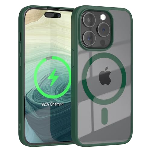 EAZY CASE Crystal TPU Hülle kompatibel mit iPhone 15 Pro kompatibel mit Qi-Charging, Silikon mit Kameraschutz, Slimcover, Handyhülle, Silikonhülle, Backcover, Durchsichtig, Transparent/Nacht Grün von EAZY CASE
