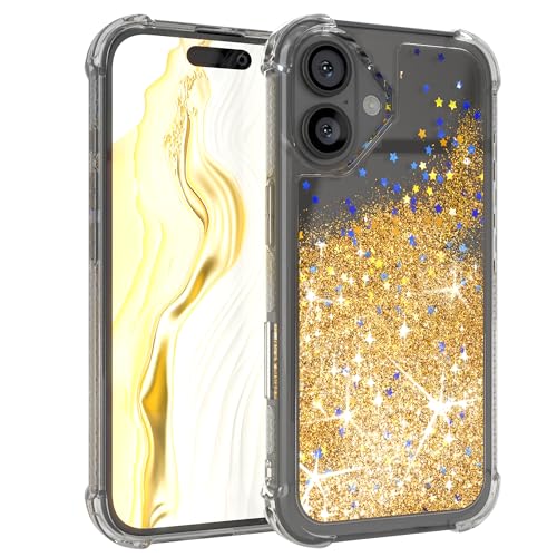 EAZY CASE - Glitzer Hülle - kompatibel mit iPhone 16 Handyhülle für Apple iPhone 16 Hülle Silikon leichtes Shiny Cover stoßfestes Phone Case als Fallschutz in Liquid - Gold von EAZY CASE