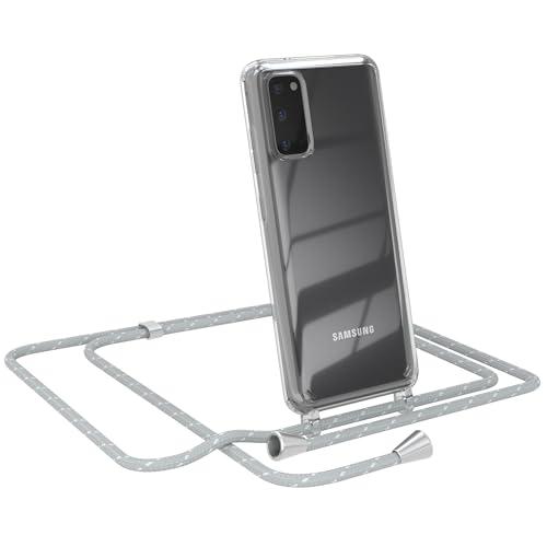EAZY CASE - Handy Chain - kompatibel mit Samsung Galaxy S20 / S20 5G, Handykette Tasche transparent, Stoßfeste Soft Silikon TPU, Hülle für Smartphone, Grau/Weiß mit Verschlüssen in Silber EAZY CASE - Handy Chain - kompatibel mit Samsung Galaxy S20 / S20 5G, Handykette Tasche transparent, Stoßfeste Soft Silikon TPU, Hülle für Smartphone, Grau/Weiß mit Verschlüssen in Silber von EAZY CASE