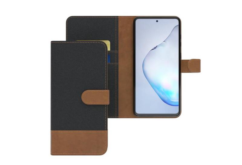 EAZY CASE Handyhülle Bookstyle Jeans für Samsung Galaxy Note 10 Lite 6,7 Zoll, Handytasche Jeans mit Standfunktion und Visitenkartenfach Schwarz von EAZY CASE