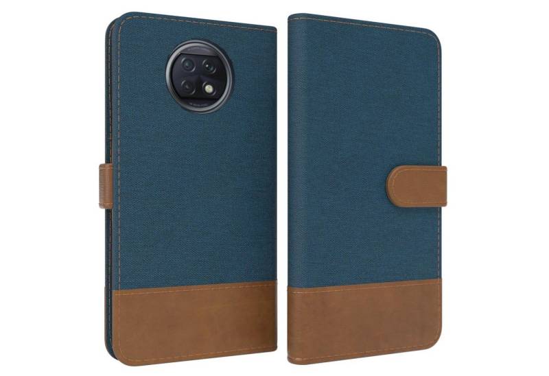 EAZY CASE Handyhülle Bookstyle Jeans für Xiaomi Redmi Note 9T 6,53 Zoll, Klappcase mit Standfunktion und Kartenfach Stoff Schutzhülle Blau von EAZY CASE