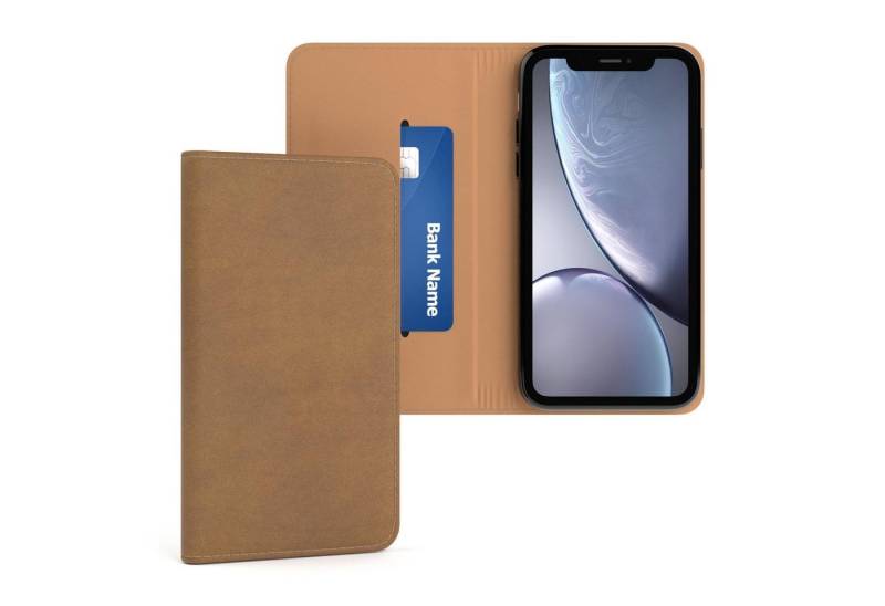 EAZY CASE Handyhülle Bookstyle Vintage für Apple iPhone XR 6,1 Zoll, Handy Klapphülle Klapptasche Etui Standhülle Handy Hülle Hellbraun von EAZY CASE