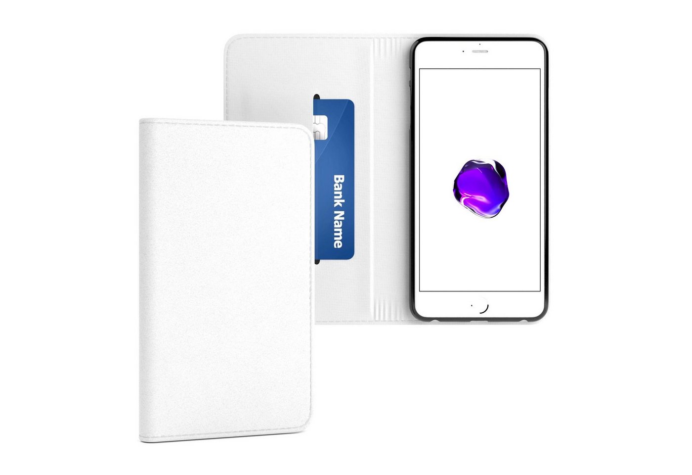 EAZY CASE Handyhülle Bookstyle Vintage für iPhone 8 Plus / iPhone 7+ 5,5 Zoll, Handyhülle zum Klappen mit Kartenfach Tasche aus Kunstleder Etui Weiß EAZY CASE Handyhülle Bookstyle Vintage für iPhone 8 Plus / iPhone 7+ 5,5 Zoll, Handyhülle zum Klappen mit Kartenfach Tasche aus Kunstleder Etui Weiß von EAZY CASE