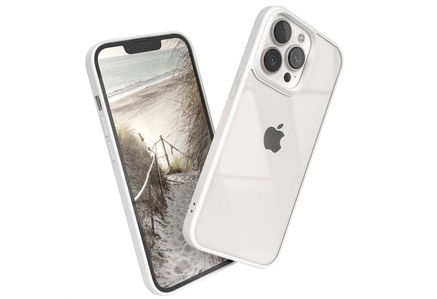 EAZY CASE Handyhülle Bumper Case für Apple iPhone 13 Pro 6,1 Zoll, Schutzhülle mit Kameraschutz transparent stoßfestes Backcover Weiß von EAZY CASE