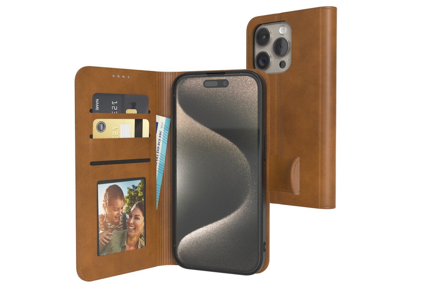 EAZY CASE Handyhülle Business Handyhülle Kartenfächer für iPhone 15 Pro 6,1 Zoll, Flipcase mit Sichtfenster für Foto Klapp Hülle Kartenetui Hellbraun EAZY CASE Handyhülle Business Handyhülle Kartenfächer für iPhone 15 Pro 6,1 Zoll, Flipcase mit Sichtfenster für Foto Klapp Hülle Kartenetui Hellbraun von EAZY CASE
