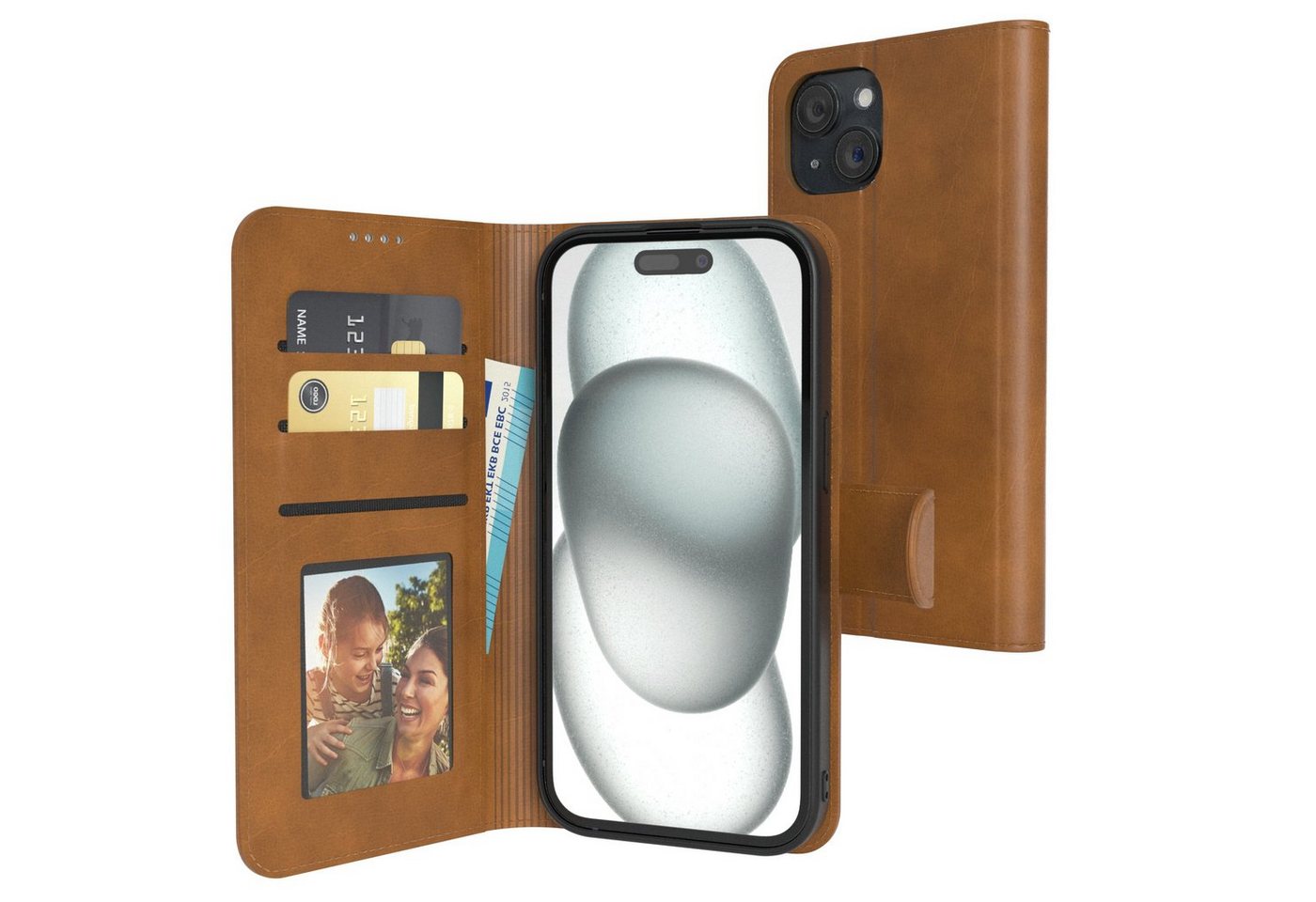 EAZY CASE Handyhülle Business Handytasche Kartenfächer für iPhone 15 6,1 Zoll, Flipcase mit Sichtfenster für Foto Klapp Hülle Kartenetui Hellbraun EAZY CASE Handyhülle Business Handytasche Kartenfächer für iPhone 15 6,1 Zoll, Flipcase mit Sichtfenster für Foto Klapp Hülle Kartenetui Hellbraun von EAZY CASE
