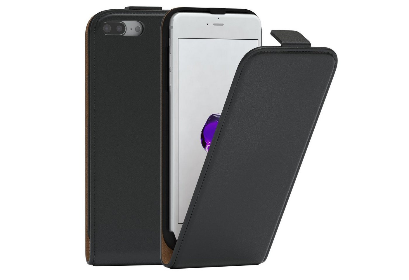 EAZY CASE Handyhülle Flipcase für Apple iPhone 8 Plus / iPhone 7+ 5,5 Zoll, Tasche Klapphülle Handytasche zum Aufklappen Etui Kunstleder Schwarz von EAZY CASE