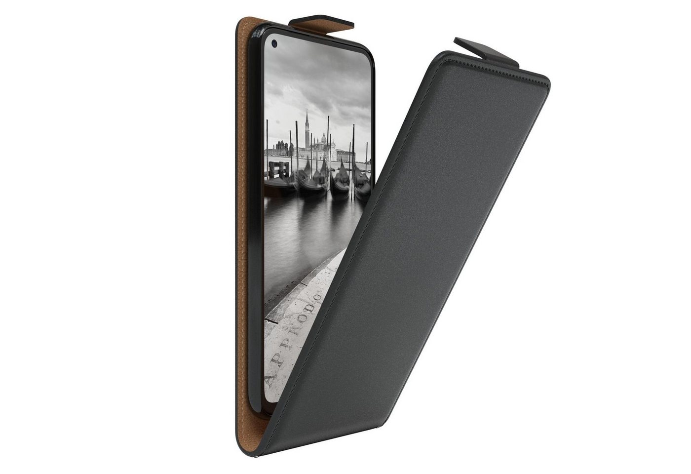 EAZY CASE Handyhülle Flipcase für Huawei P40 Lite E 6,39 Zoll, Tasche Klapphülle Handytasche zum Aufklappen Etui Kunstleder Schwarz von EAZY CASE