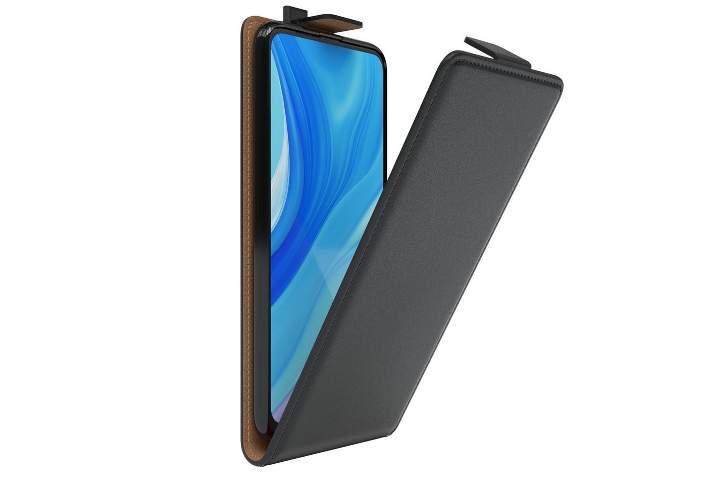 EAZY CASE Handyhülle Flipcase für P Smart Pro /Y9s (2019) /Honor 9X Pro 6,59 Zoll, Tasche Klapphülle Handytasche zum Aufklappen Etui Kunstleder Schwarz von EAZY CASE